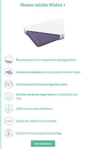 Colchón VOLANA MALVA+ minicuna 50x80 cm 